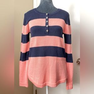 Lilly Pulitzer Pink and Navy Striped Long Sleeve Knit Sweater Size Medium